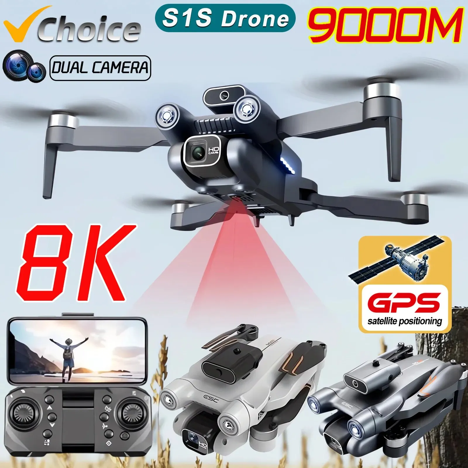 Drone Racing Camera - S1S 5G GPS Drone Caméra 8K,