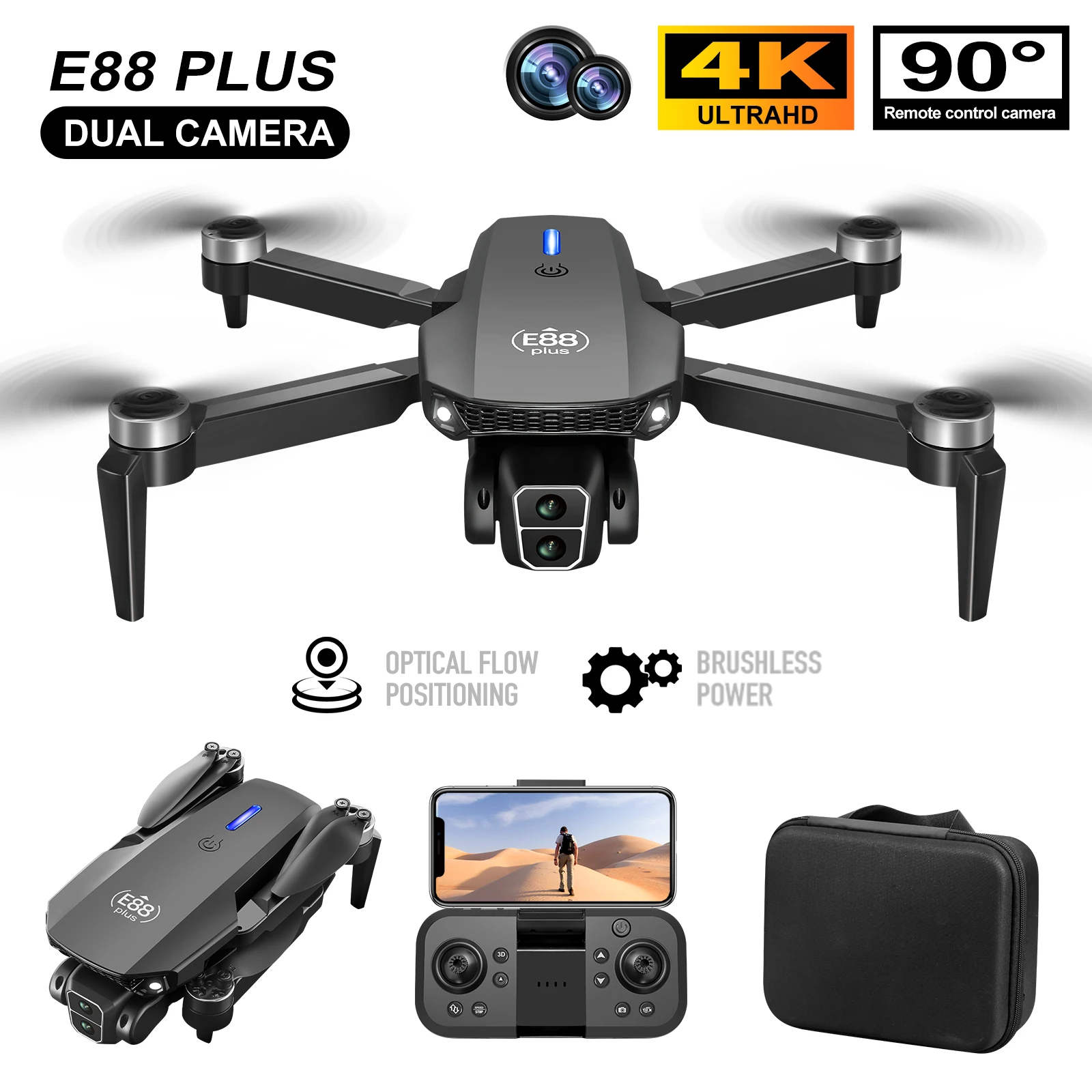 Nouveau drone quadrirotor E88  - Drone Racing Camera avis et prix